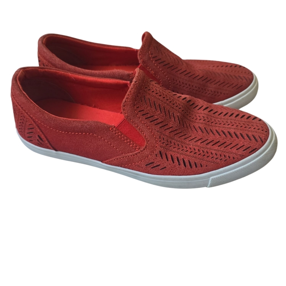 Coach Red Perforated Slip-On Flats